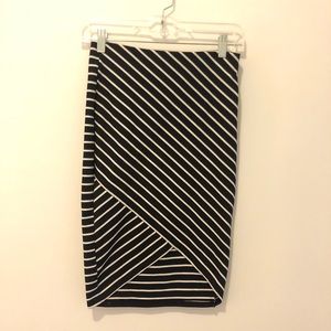 ZARA TRF asymmetric striped midi skirt